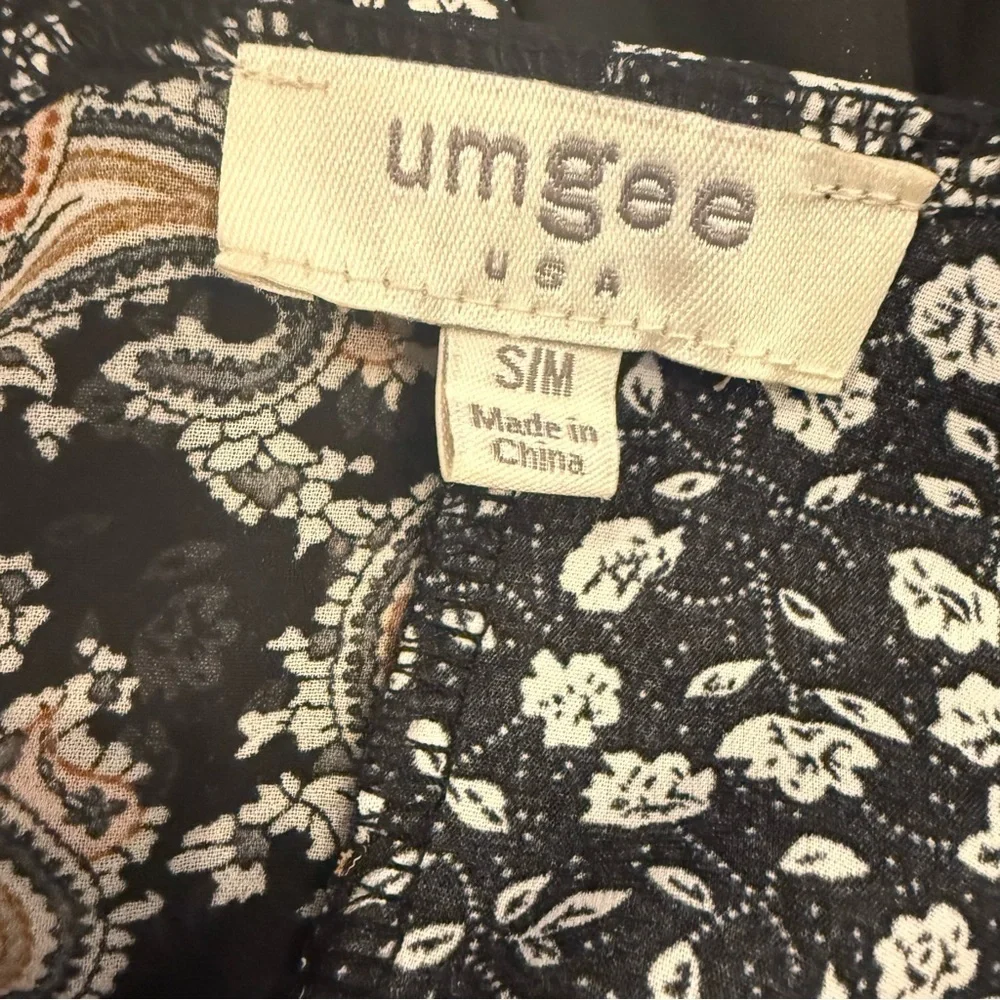 Umgee Kimono Duster Women’s S/M Black Gold Multi Media Ruffle Western Bohemian - Picture 6 of 10